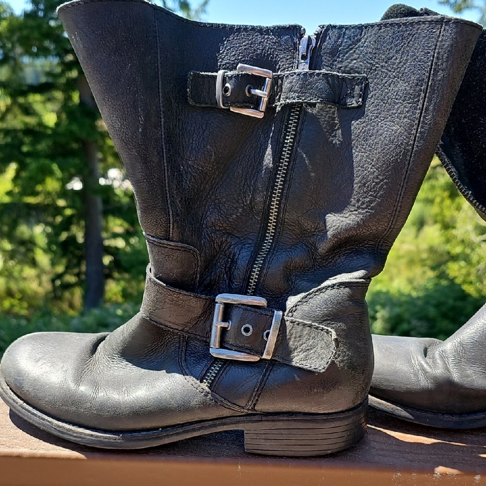 OTBT Jefferson Black Leather Mid Calf Boots 10M